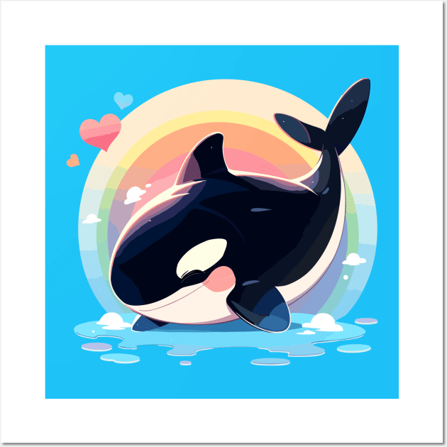 Kawaii - Rainbow Orca Wall Art by Kawaii Kingdom